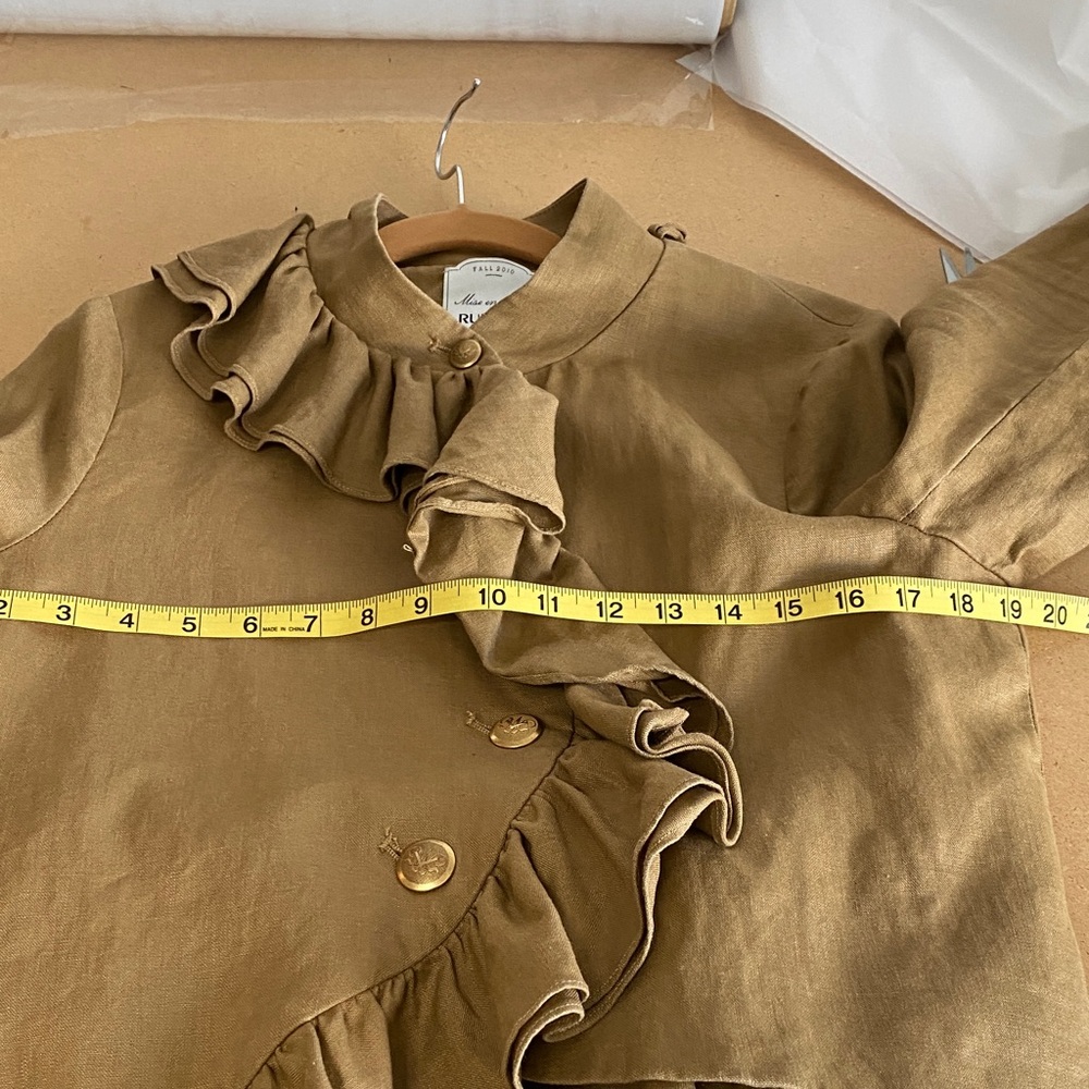 Anthropologie Ruffian Ruffled Brown Jacket - Picture 5 of 8